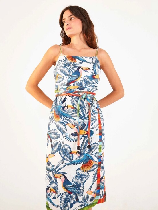 FARM Rio Dresses & Skirts - Farm Rio Flying Tucan Open Back Midi Dress